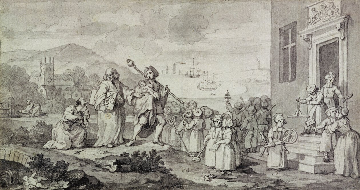 Tanulmány a leleteknek (toll, tinta és mosás papíron) alkotó: William Hogarth