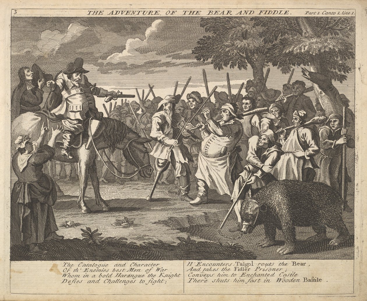 A medve és a hegedűs kalandja 3. tábla: Illusztrációk Samuel Butlershez..., 1725-30. alkotó: William Hogarth