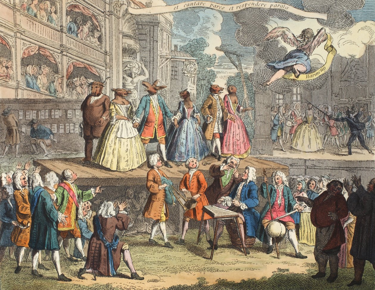 A Koldusopera, illusztráció a „Hogarth Restored: The Whole Works of the híres William Hogarth, újrametszett Thomas Cook” című kocsmából. 1812 (kézzel színezett metszet) alkotó: William Hogarth
