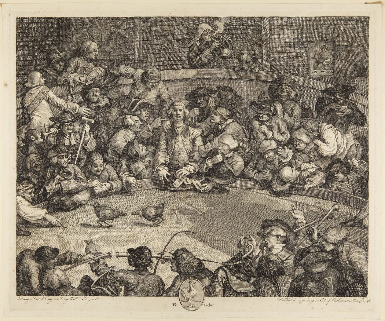 A kakasviadal arénája alkotó: William Hogarth