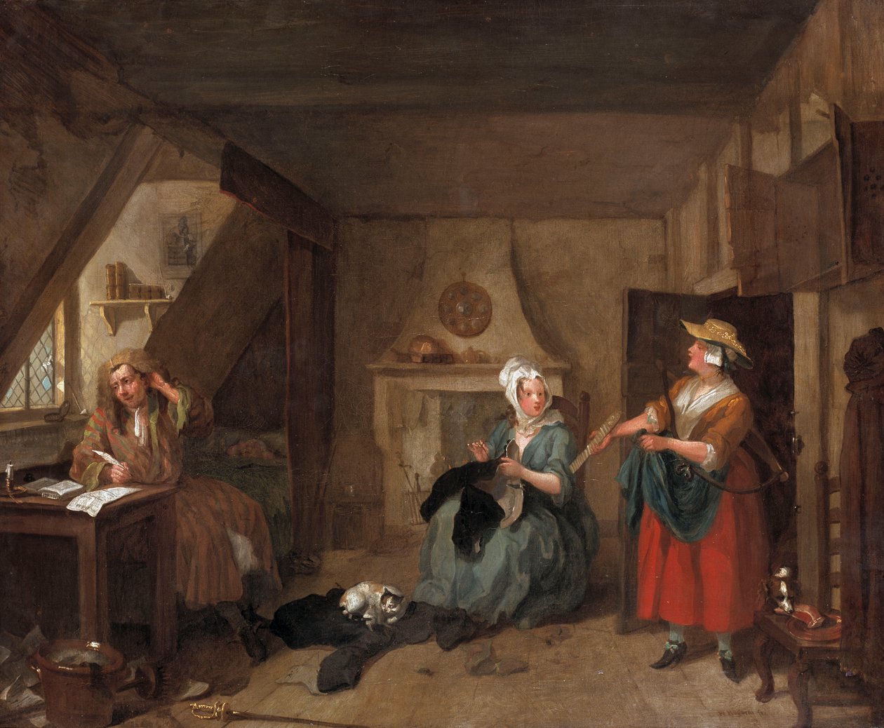 A szorongatott költő, 1736 körül alkotó: William Hogarth