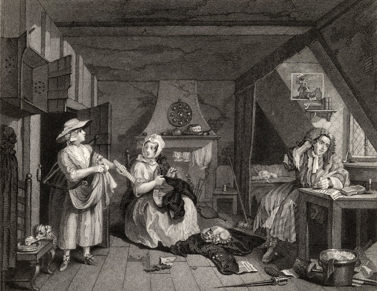 A The Distressed Poet, a William Hogarth műveiből, 1833-ban jelent meg alkotó: William Hogarth
