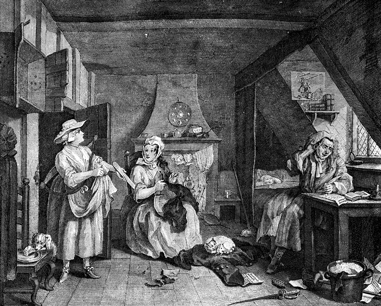 The Distrest Poet, 1740 alkotó: William Hogarth
