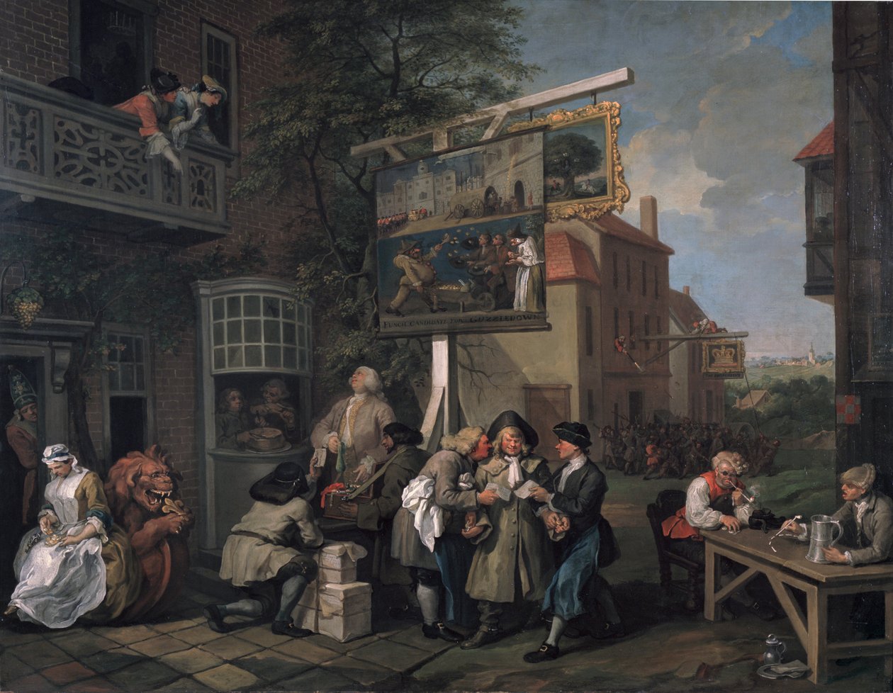 Választás II: Szavazatgyűjtés, 1754-55 alkotó: William Hogarth