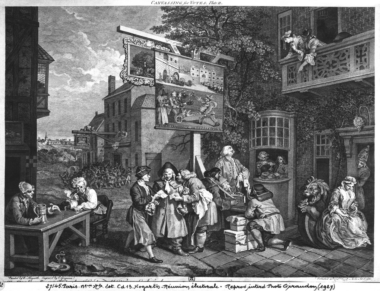 A választás II; Canvassing for Votes, metszett: Charles Grignion (1717-1810) 1757 (lásd még 1997) alkotó: William Hogarth