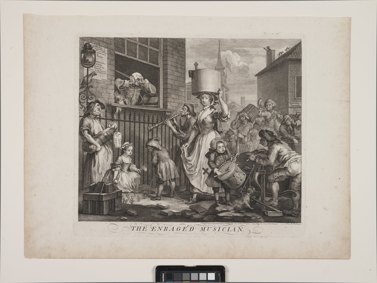 A feldühödött zenész (rézkarc és metszet) alkotó: William Hogarth