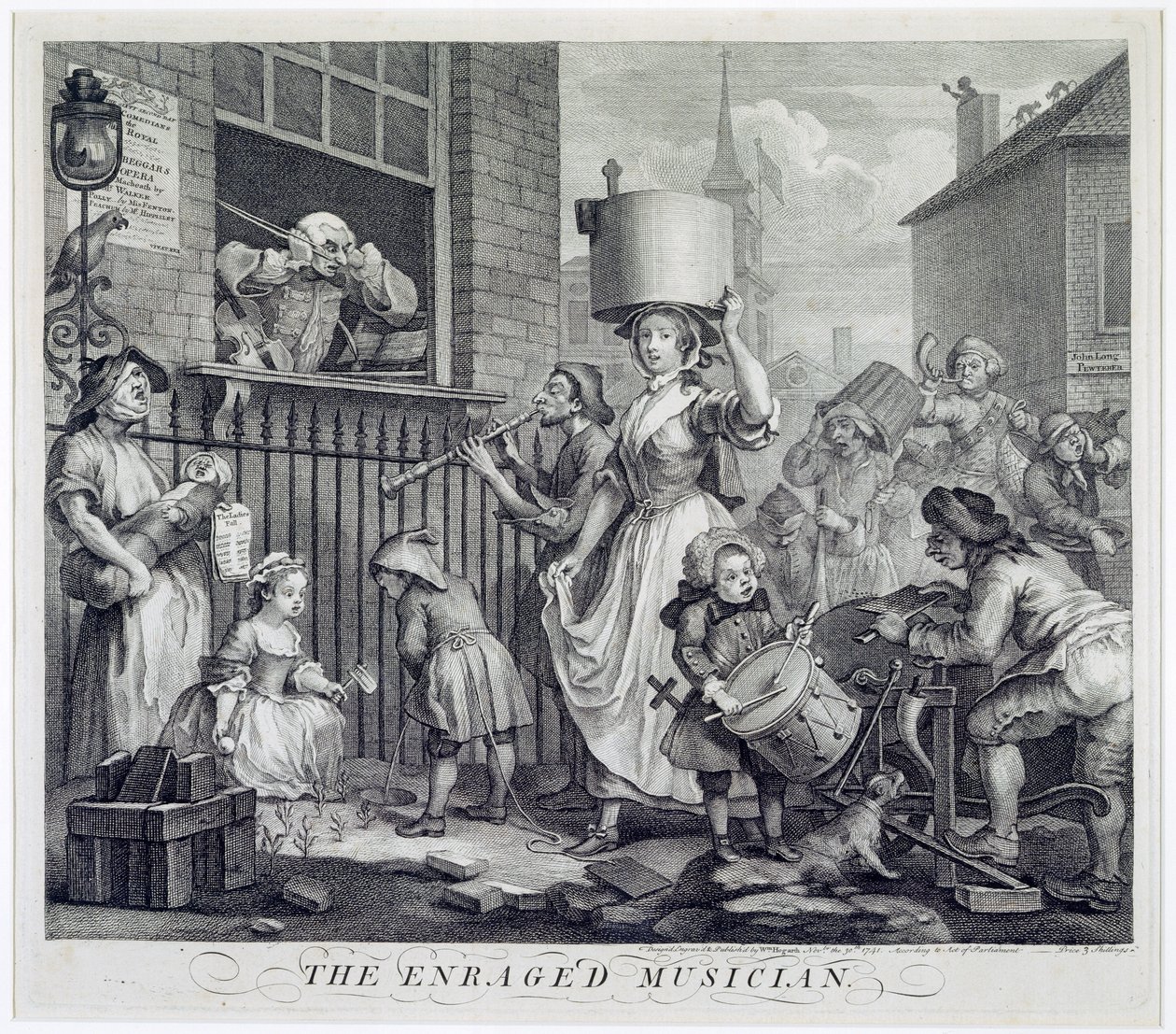 A feldühödött zenész, 1741 alkotó: William Hogarth