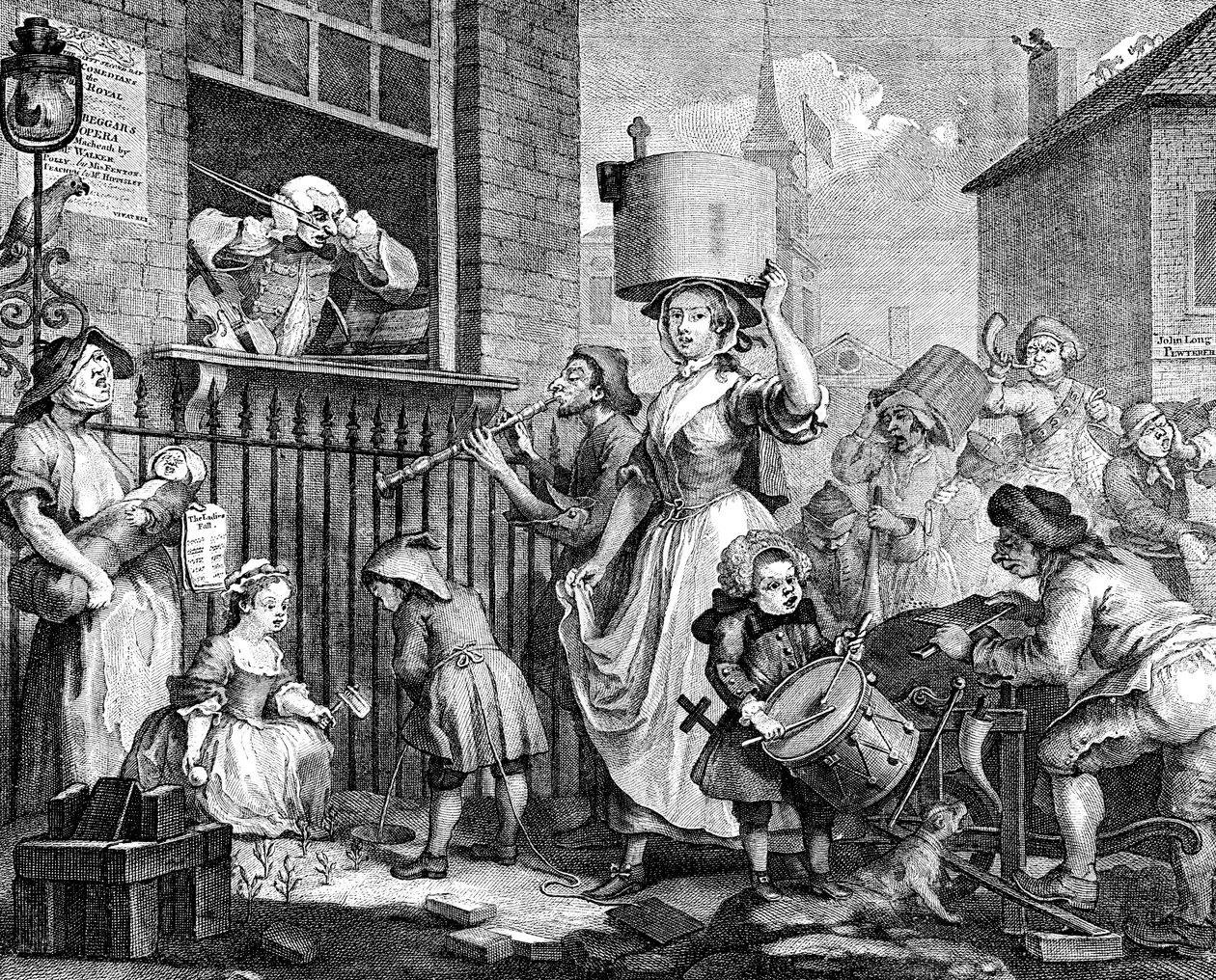 A feldühödött zenész, 1741 alkotó: William Hogarth
