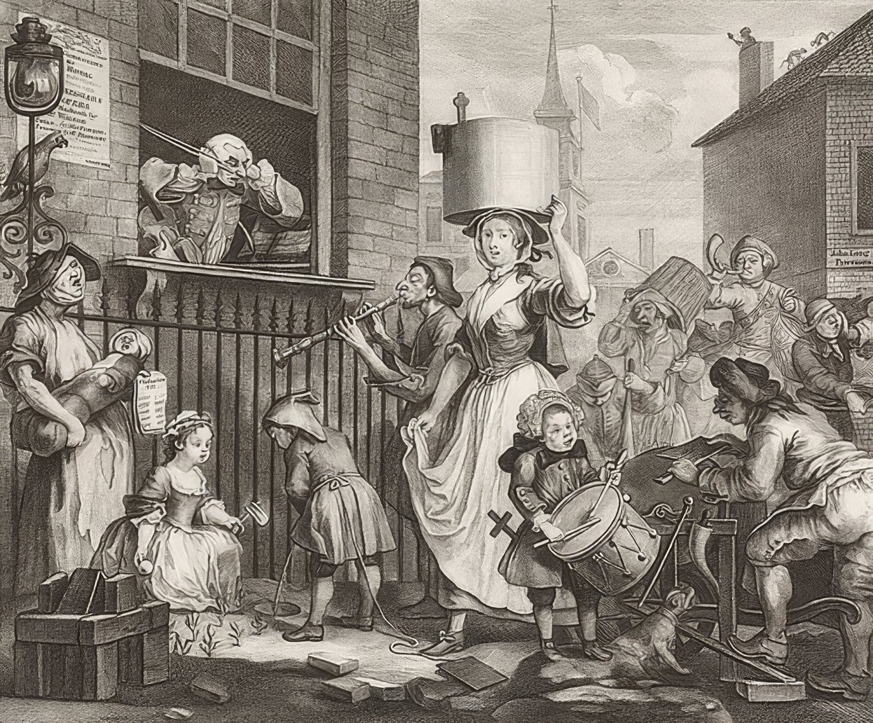 A feldühödött zenész. 1741 alkotó: William Hogarth
