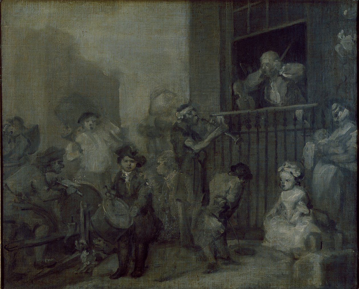 A feldühödött zenész, 1741 alkotó: William Hogarth