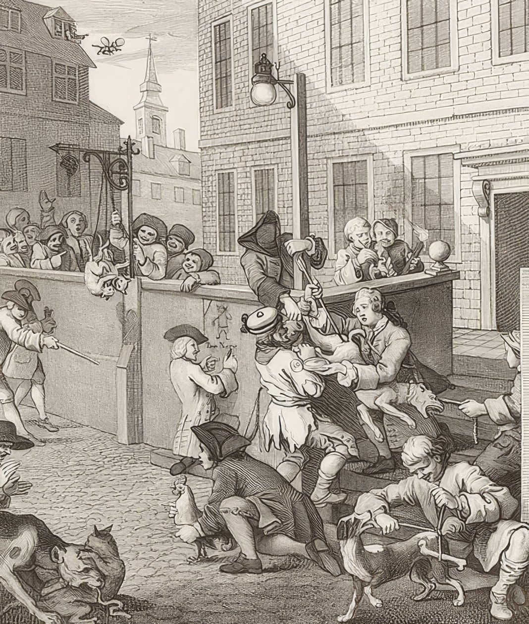 A kegyetlenség első szakasza. From: The Four Stages of Cruelty / A kegyetlenség négy szakasza. 1751 alkotó: William Hogarth