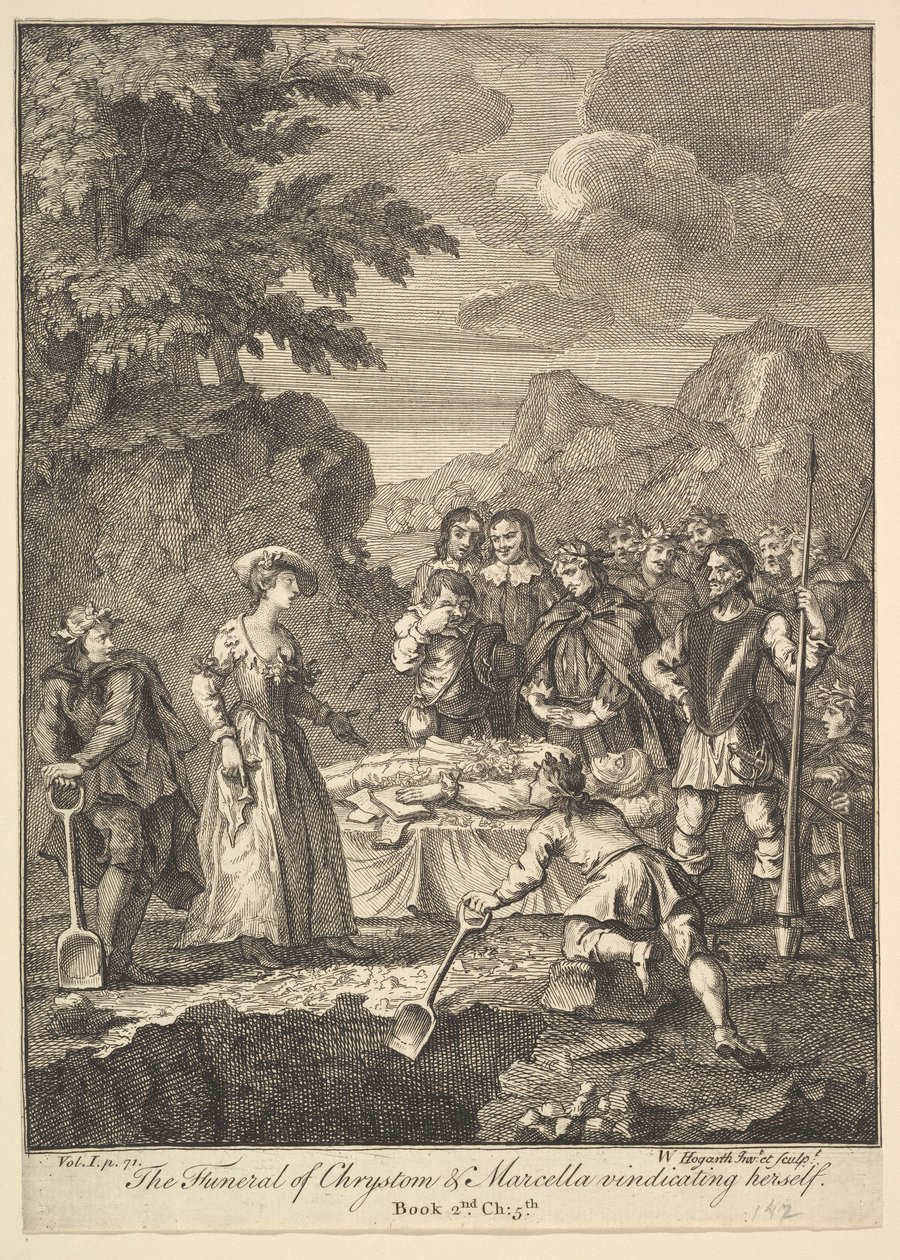 Chrystom és Marcella temetése igazolja magát Hat illusztráció Donnak..., 1756 vagy azután. alkotó: William Hogarth