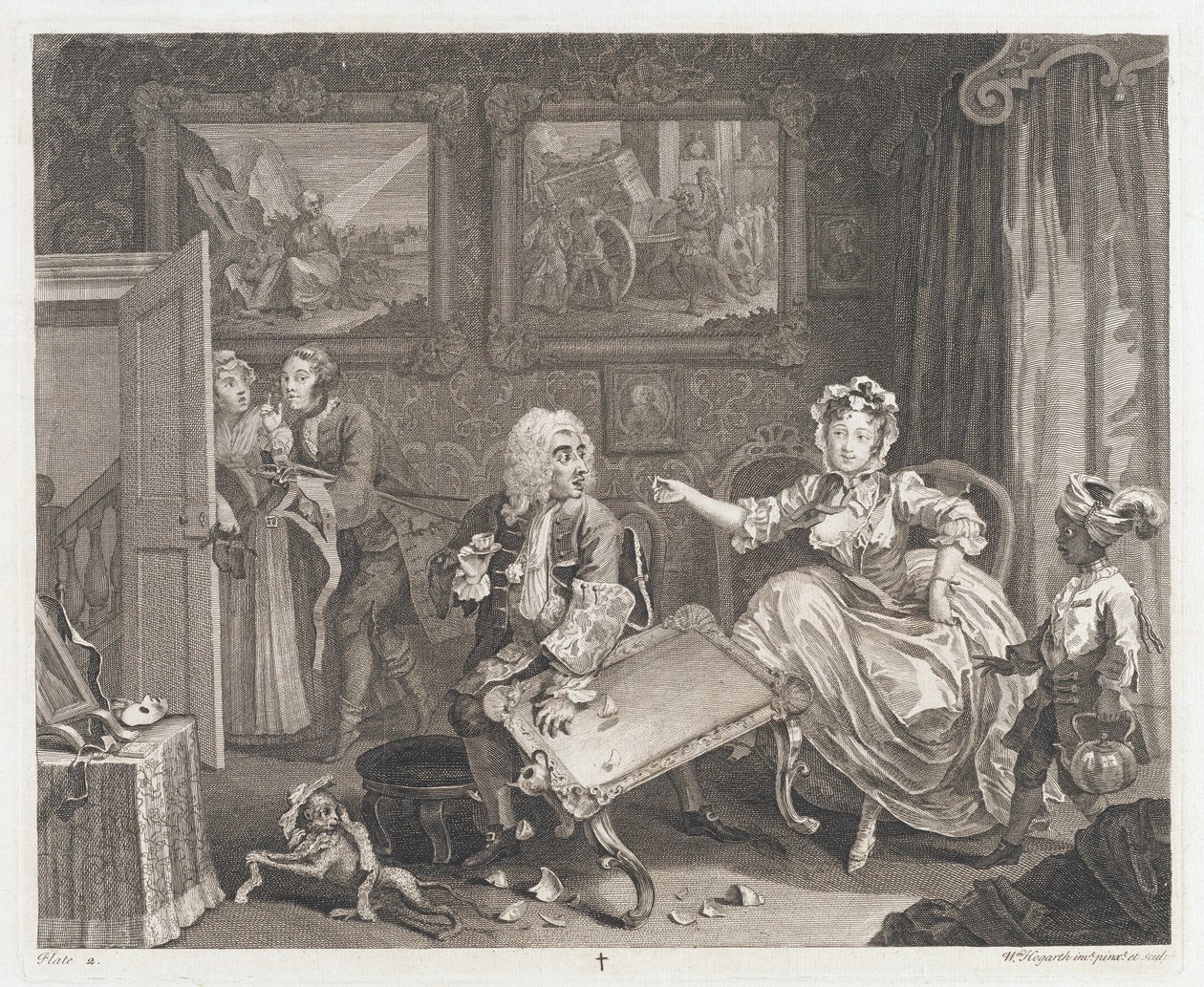 A parázna védelmezőt talál, tervezték 1732, nyomtatott 1744 (Rézkarc és metszet) alkotó: William Hogarth