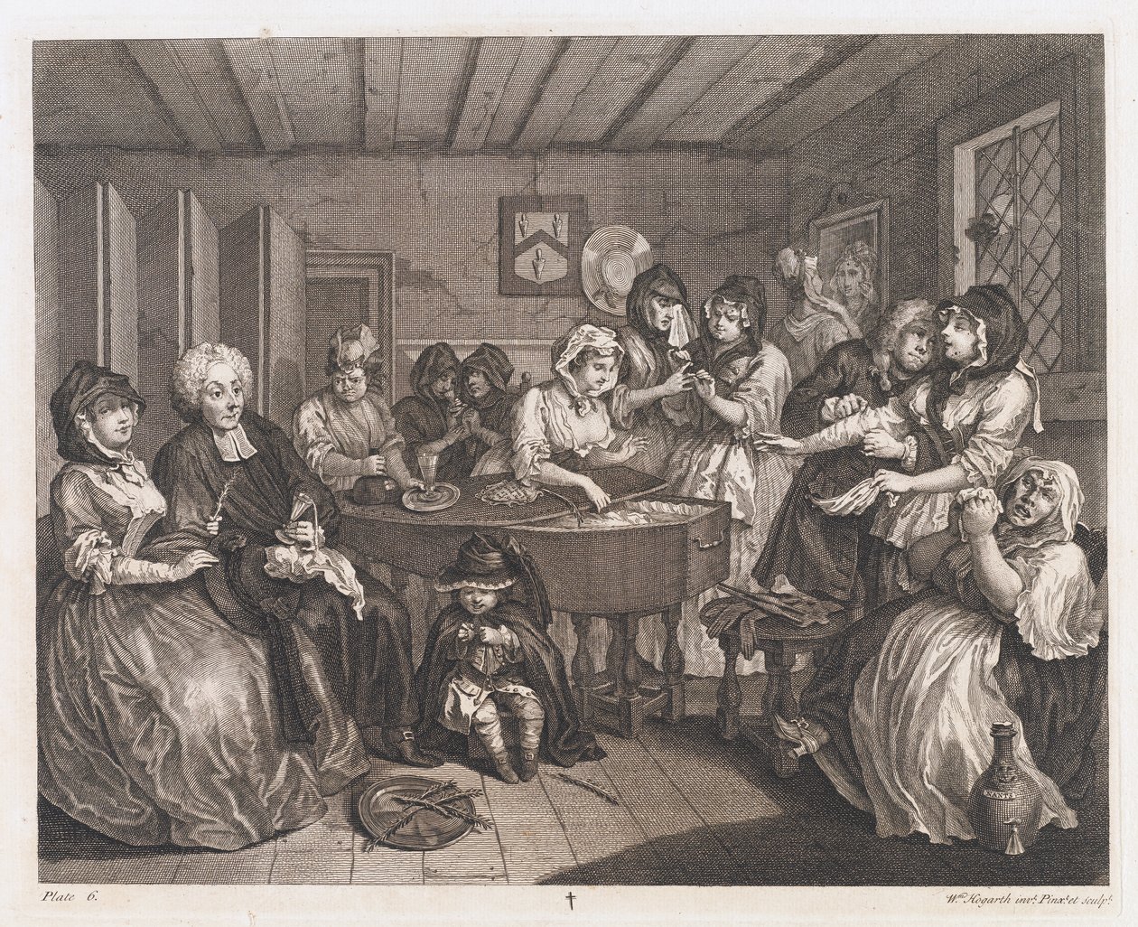 A szajha temetése 1732-ben készült, nyomtatva 1744 (rézkarc és metszet) alkotó: William Hogarth