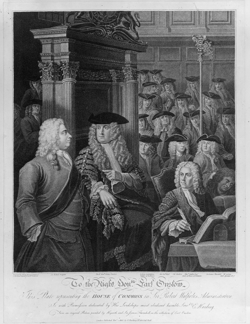 A House of Commons Walpole kormányzatában, 1803-ban jelent meg alkotó: William Hogarth
