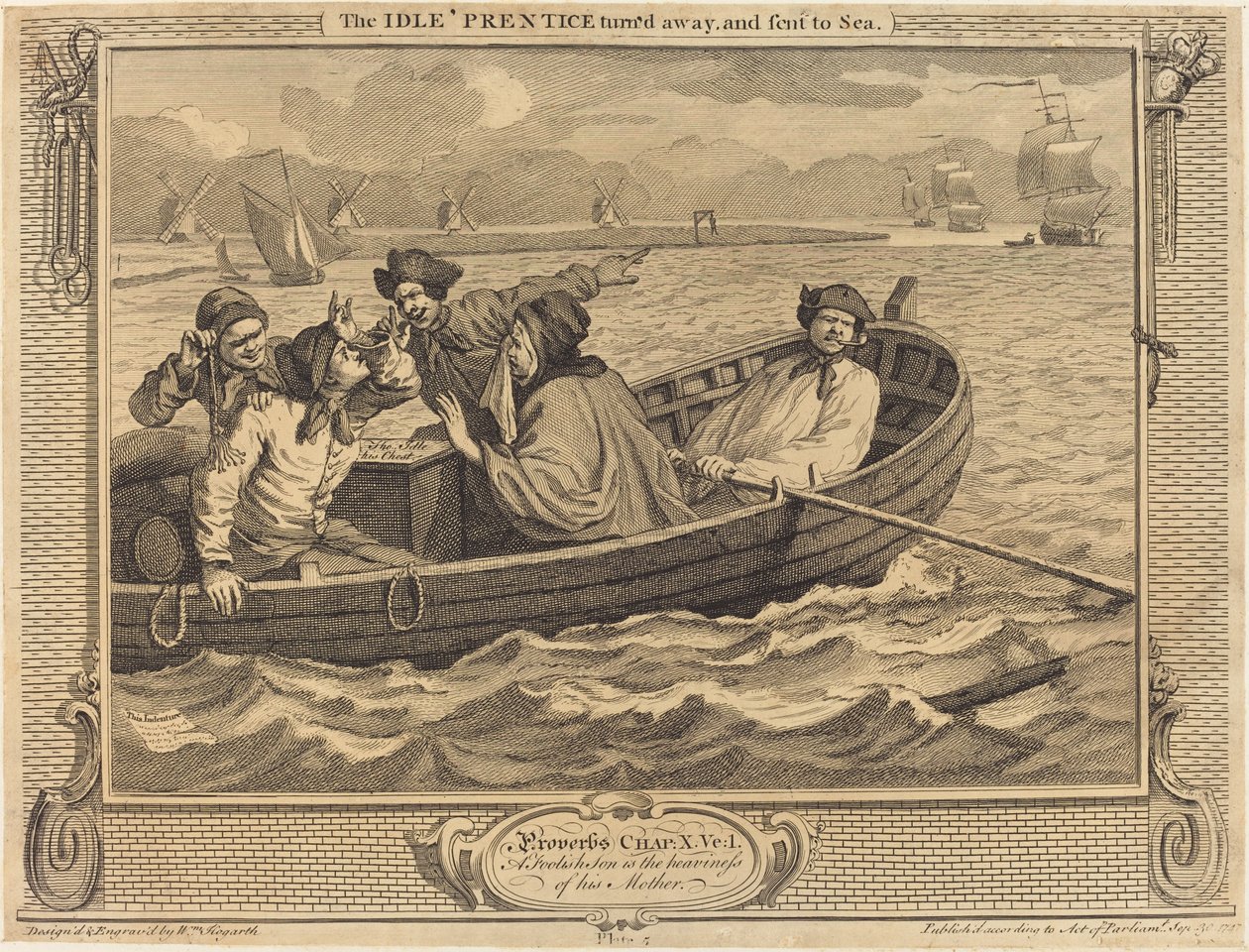 Az Idle Prentice elfordult, és a tengerbe küldték alkotó: William Hogarth