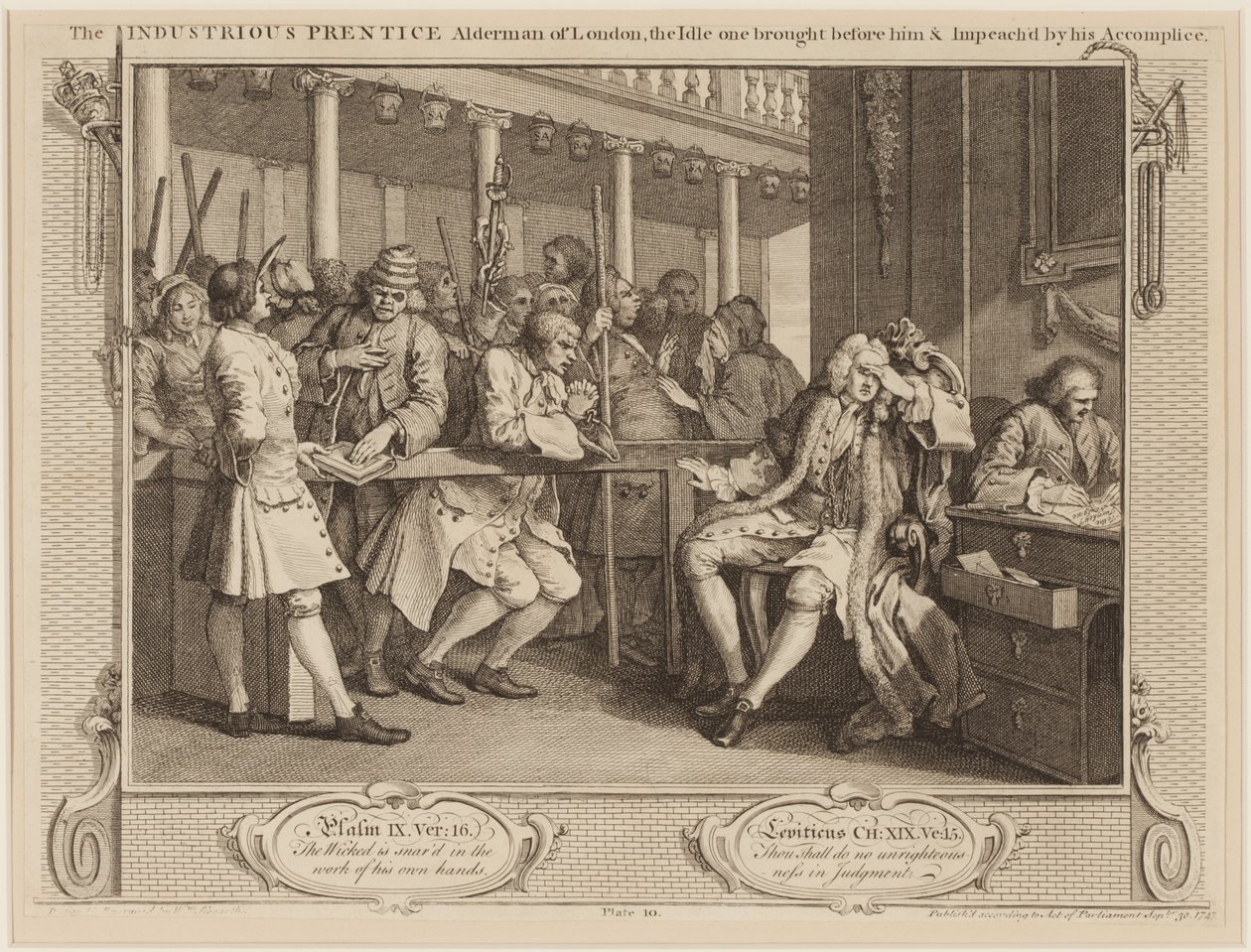A szorgalmas „Londoni Alderman pap: A tétlen, akit elé állított, és bűntársa vád alá helyezte alkotó: William Hogarth