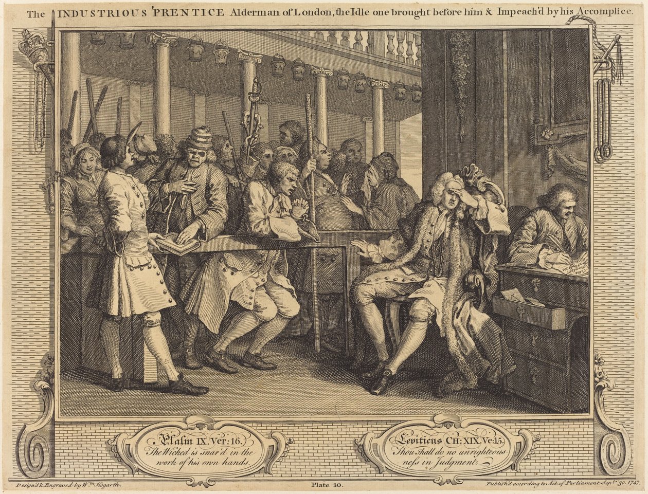 A szorgalmas „Londoni Alderman pap, a tétlen, akit eléje hozott és bűntársa vádat emelt alkotó: William Hogarth