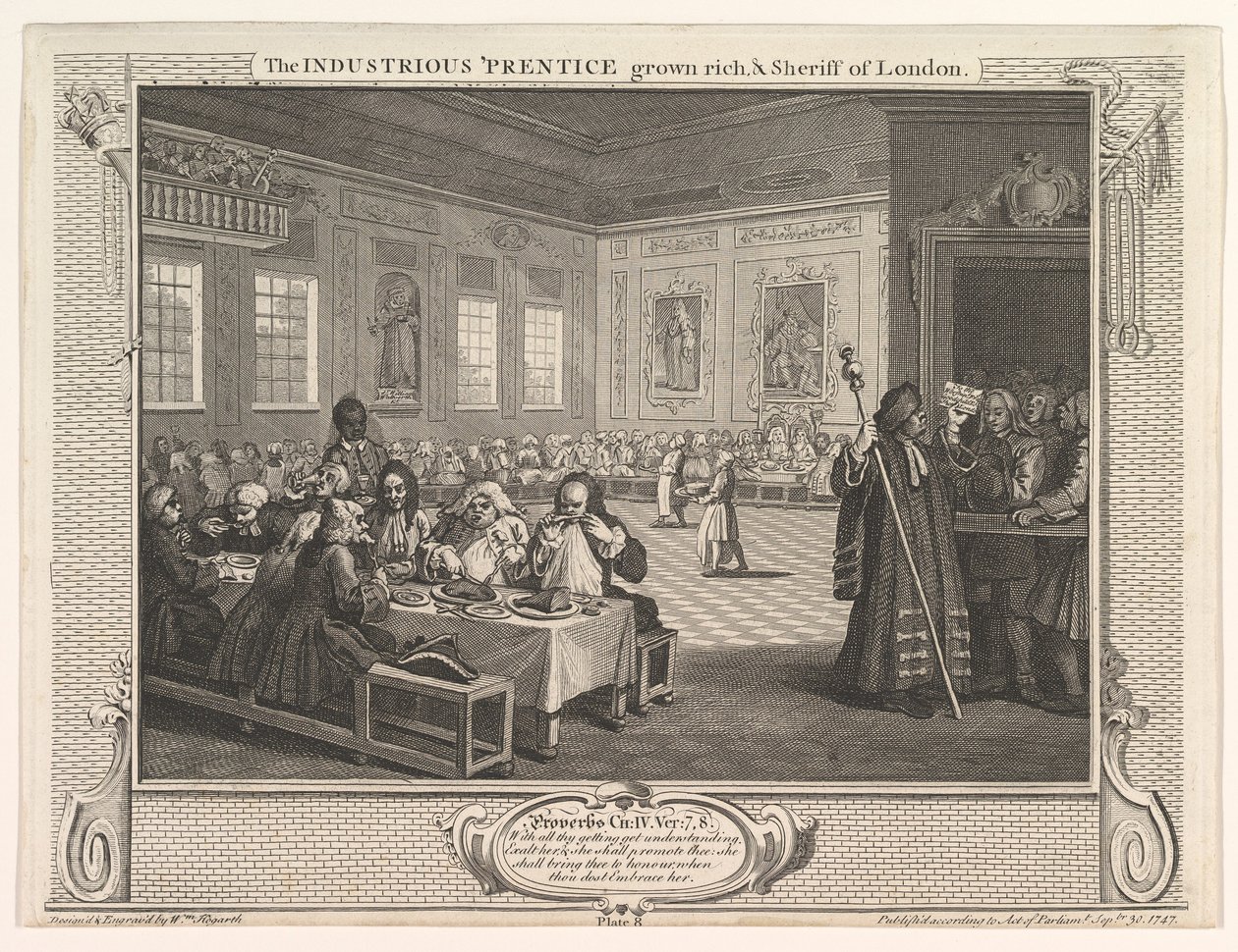 Az Industrious Prentice Grown Rich és Sheriff of London Industry and Idl..., 1747. szeptember 30. alkotó: William Hogarth