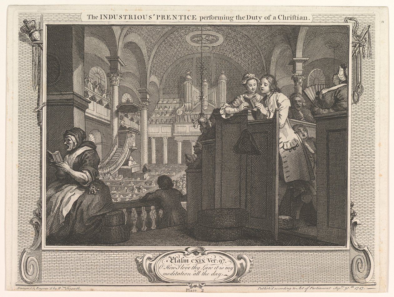 A keresztény ipar kötelességét teljesítő szorgalmas prentice és én..., 1747. szeptember 30. alkotó: William Hogarth