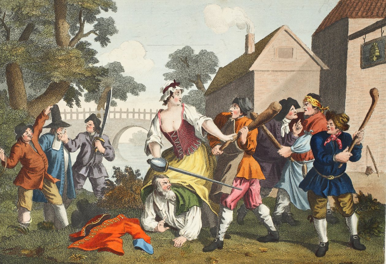 A lovag beadja magát Trullának, Samuel Butler (1612-80) „Hudibras” című művéből, illusztráció a „Hogarth Restored: The Whole Works of the híres William Hogarth, újrametszette Thomas Cook” című kocsmából. 1812 alkotó: William Hogarth