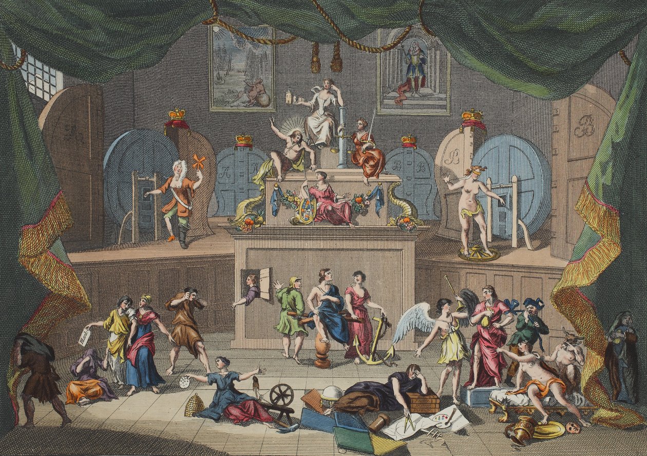 A lottó, illusztráció a „Hogarth Restored: The Whole Works of the híres William Hogarth, újrametszett Thomas Cook” című kocsmából. 1812 (kézzel színezett metszet) alkotó: William Hogarth