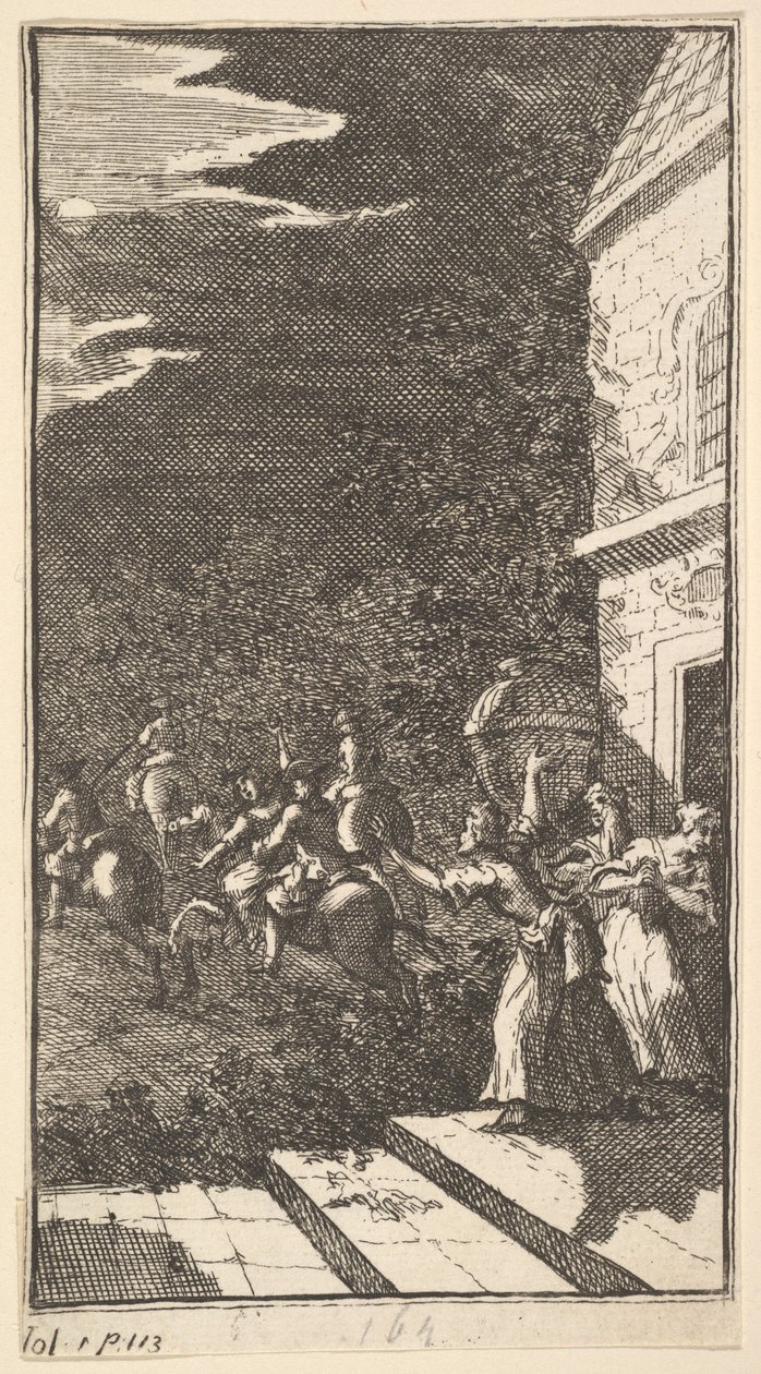 Az új metamorfózis, 3. tábla: A banditák elrabolják Kamillát, 1724. alkotó: William Hogarth
