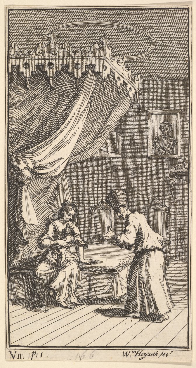 Az új metamorfózis, 5. tábla: Fantasio, Lapkutyává változva, a Donnával, The..., 1724. alkotó: William Hogarth