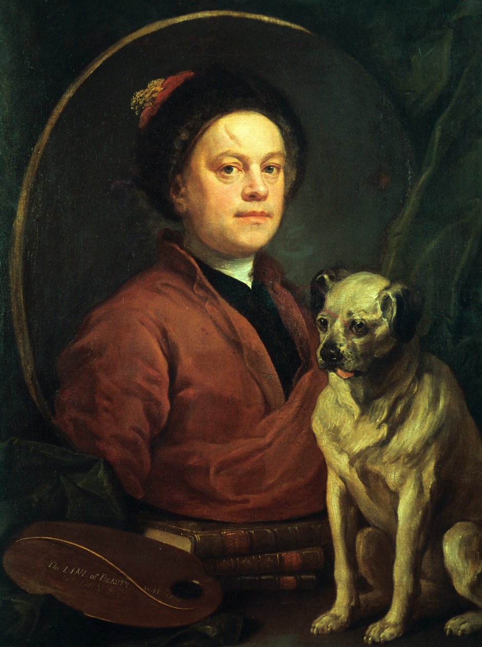 A festő és mopszja, 1745 alkotó: William Hogarth