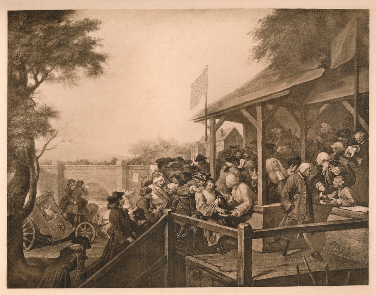 A szavazás, III. tábla A választás humoraiból, 1757 alkotó: William Hogarth