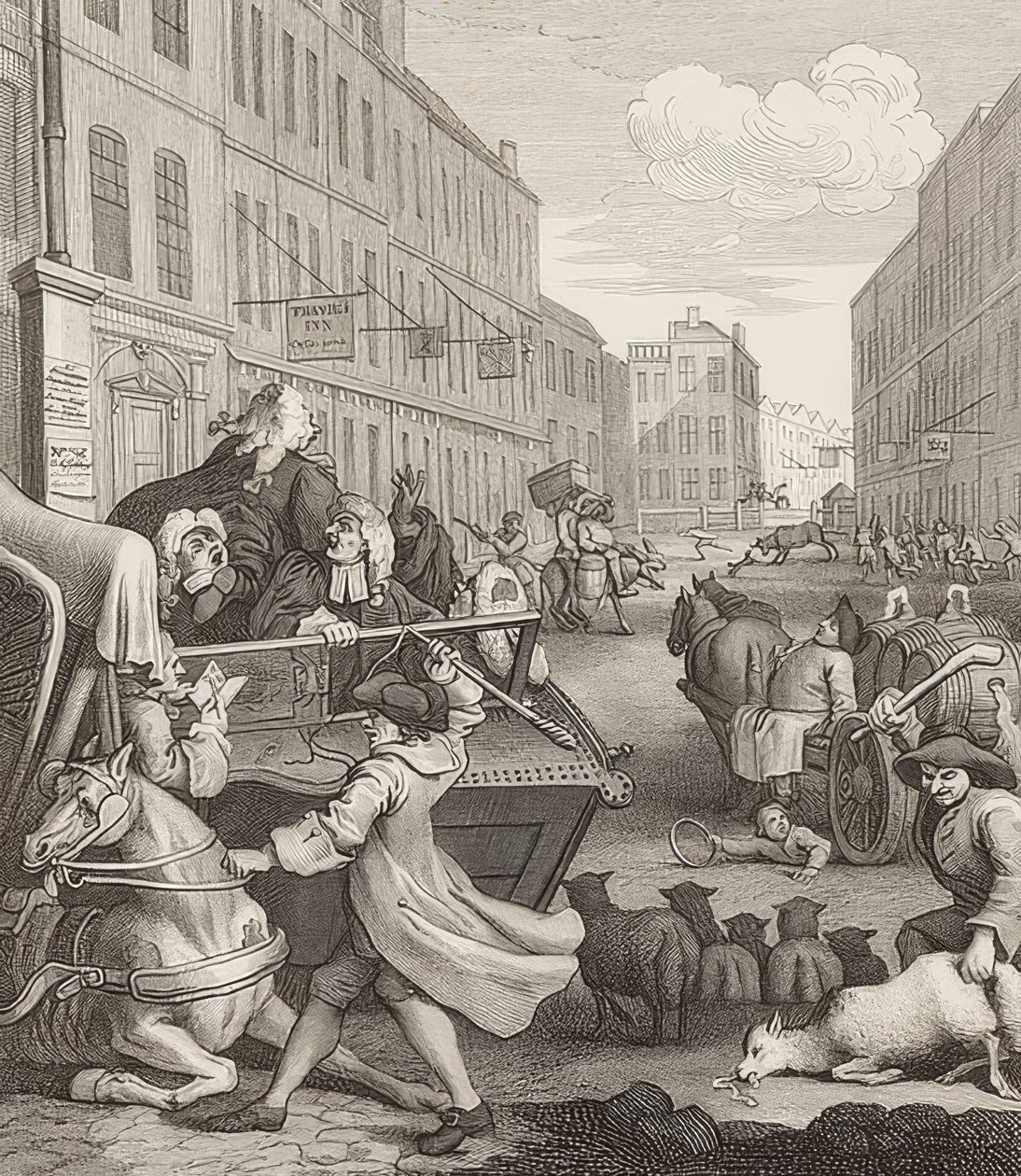 A kegyetlenség második szakasza. From: The Four Stages of Cruelty / A kegyetlenség négy szakasza. 1751 alkotó: William Hogarth