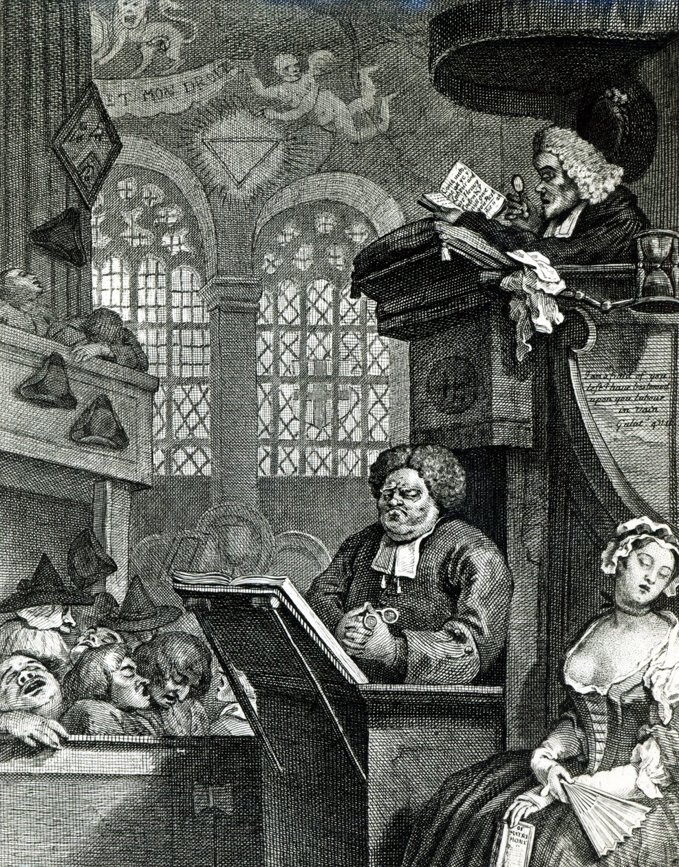 Az alvó gyülekezet, 1736 alkotó: William Hogarth