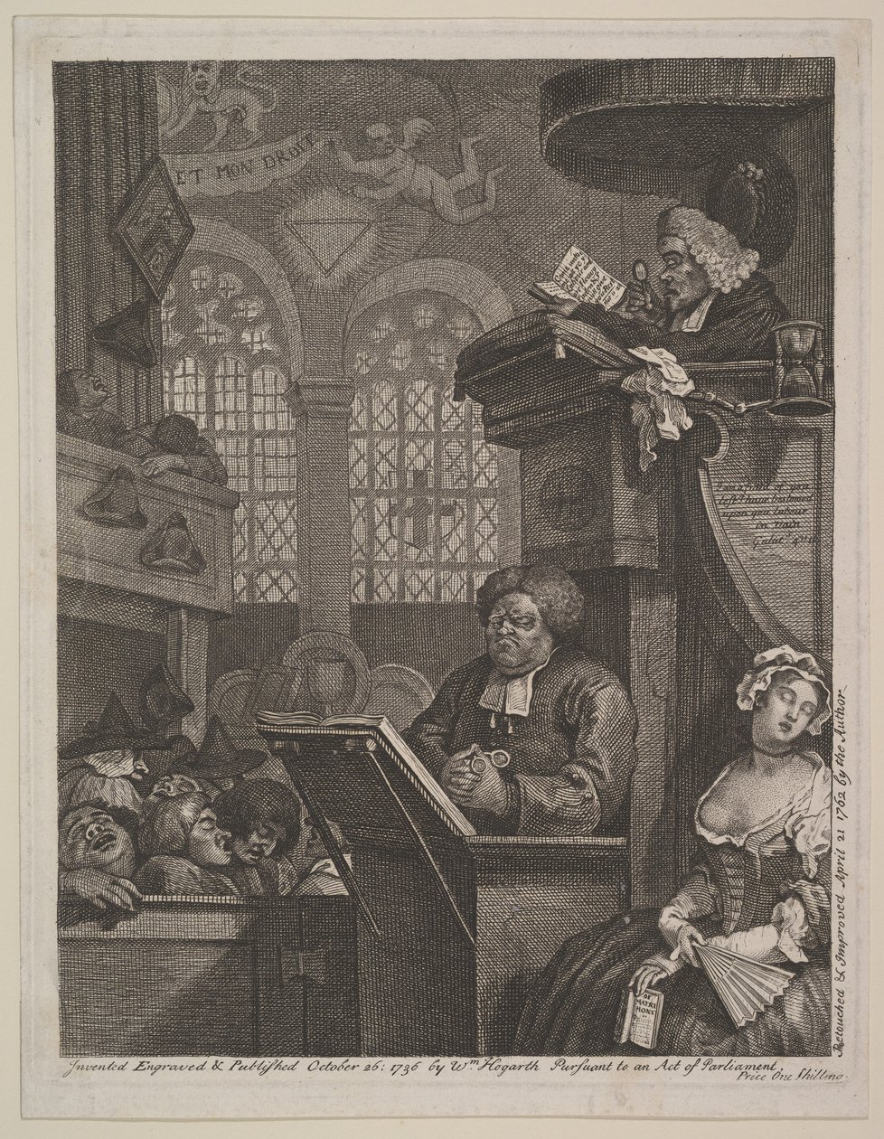 Az alvó gyülekezet, 1762. április 21. alkotó: William Hogarth