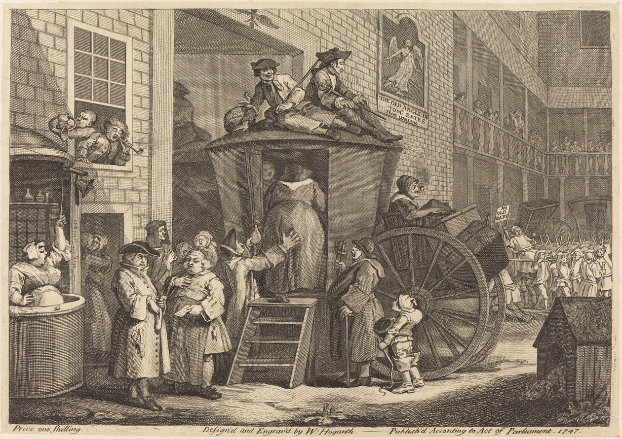 A Stage-coach, vagy a Country Inn Yard alkotó: William Hogarth