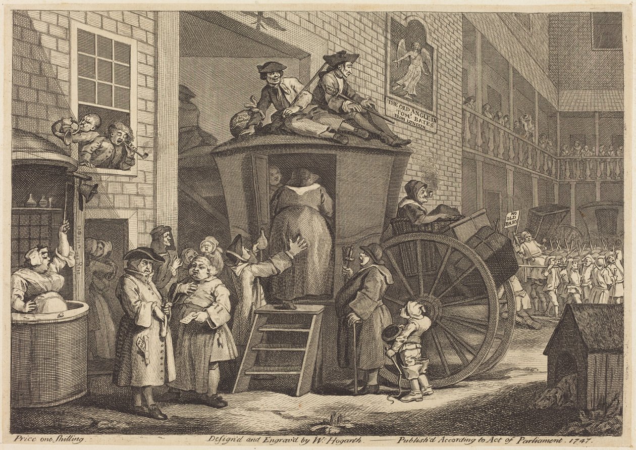 A postakocsi, avagy a vidéki fogadó udvara alkotó: William Hogarth