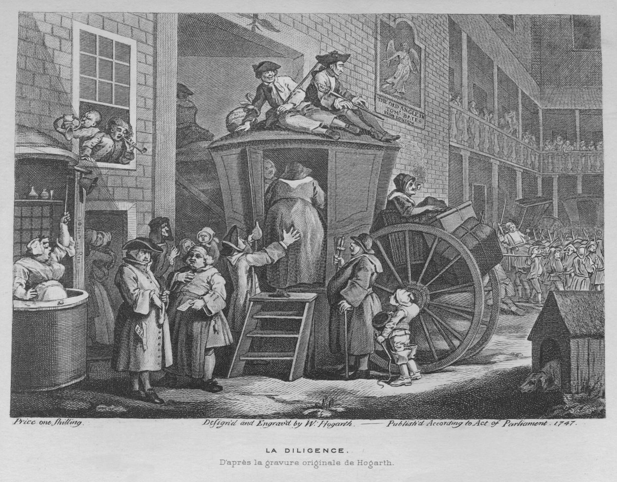 The Stage Coach vagy Country Inn Yard, 1747 alkotó: William Hogarth