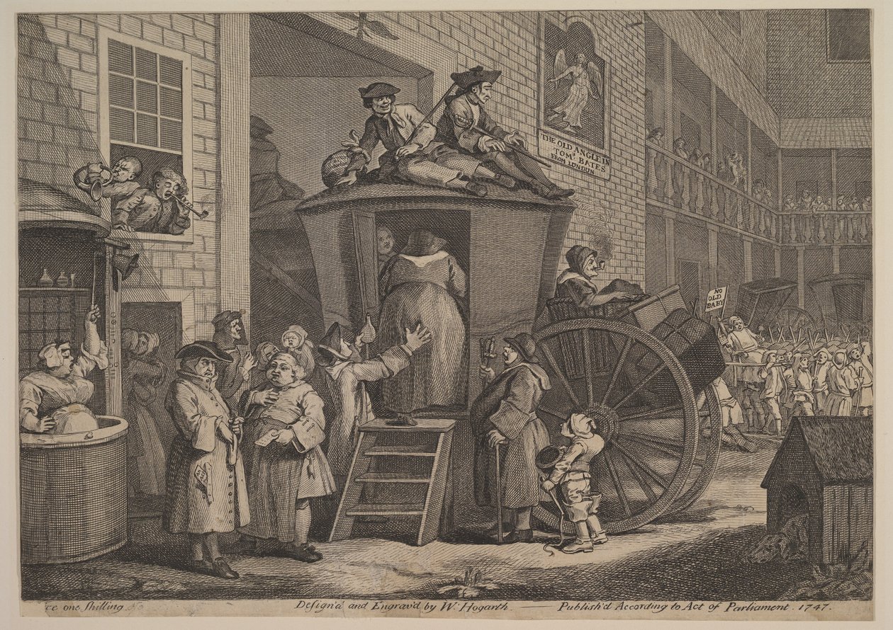 The Stage Coach, vagy The Country Inn Yard, 1747. alkotó: William Hogarth