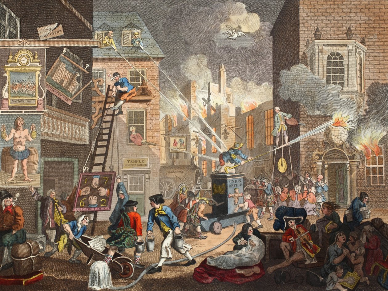 The Times, I. tábla, illusztráció a "Hogarth Restored: The Whole Works of the Celebrated William Hogarth, re-engraved by Thomas Cook", pub. 1812 (kézzel színezett metszet) alkotó: William Hogarth