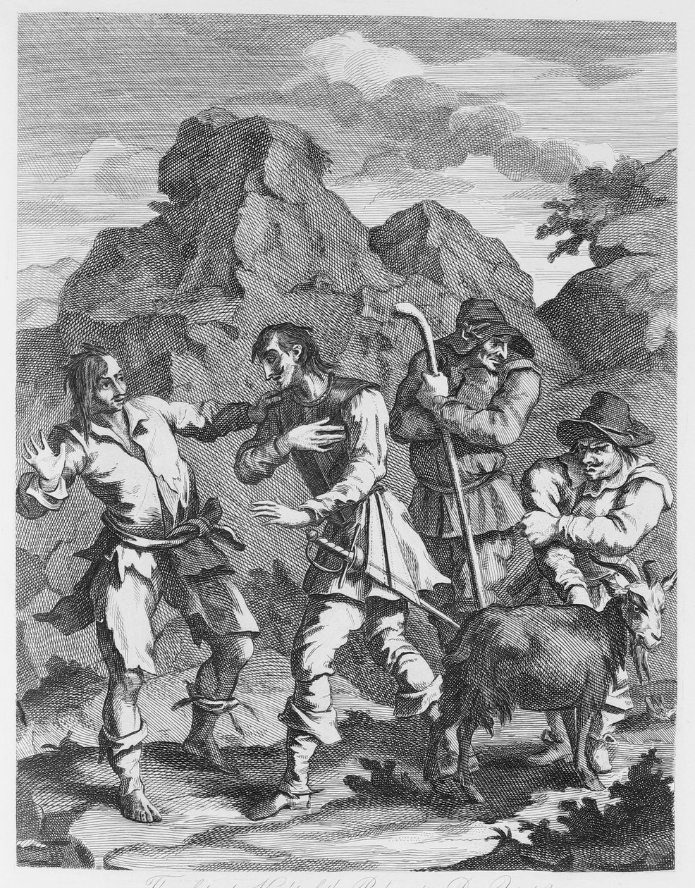 A rock szerencsétlen lovagja találkozik Don Quijote-val alkotó: William Hogarth