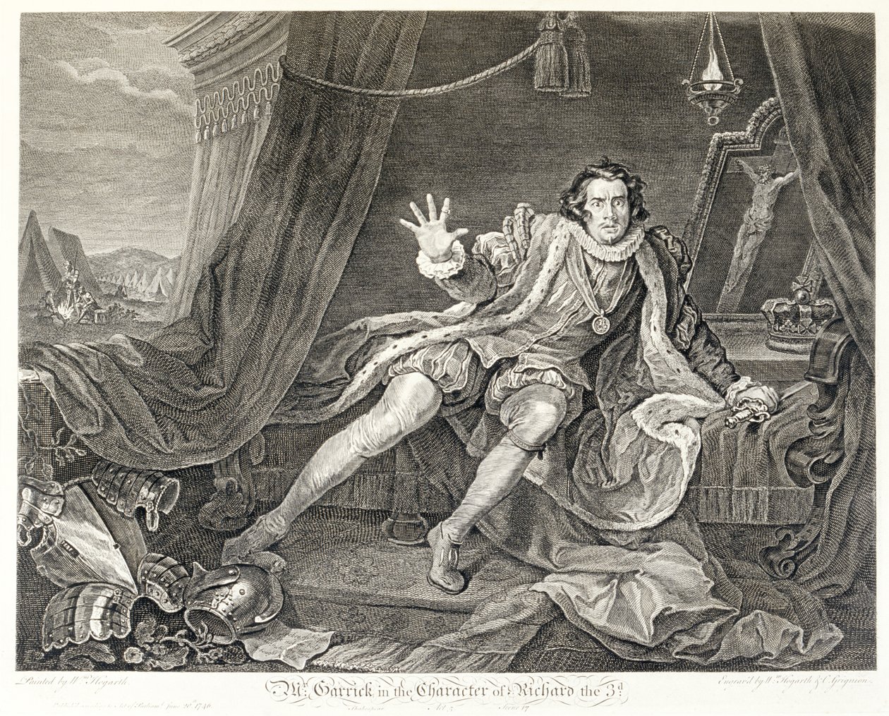 David Garrick színész III. Richard szerepében, 1746 alkotó: William Hogarth