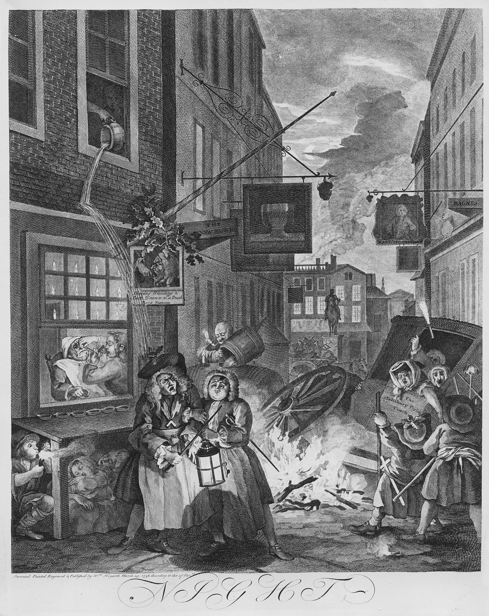 Nappali, éjszakai idők, 1738 alkotó: William Hogarth