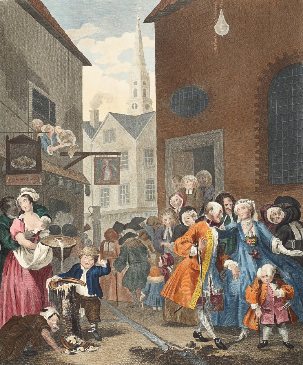 A napszakok: Hogarth Restored: The Whole Works of the Celebrated William Hogarth, re-engraved by Thomas Cook", pub. 1812 (kézzel színezett metszet) alkotó: William Hogarth