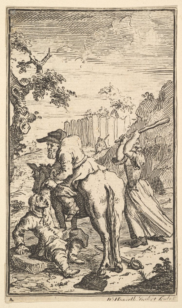 Trulla Attacking Hudibras Seventeen Small Illustrations for Samuel Butlers Hudibras..., 1721-26. alkotó: William Hogarth