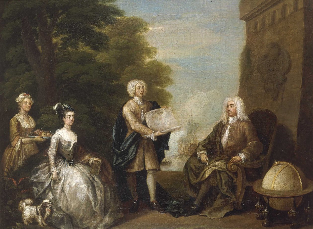 Woodes Rogers és családja alkotó: William Hogarth