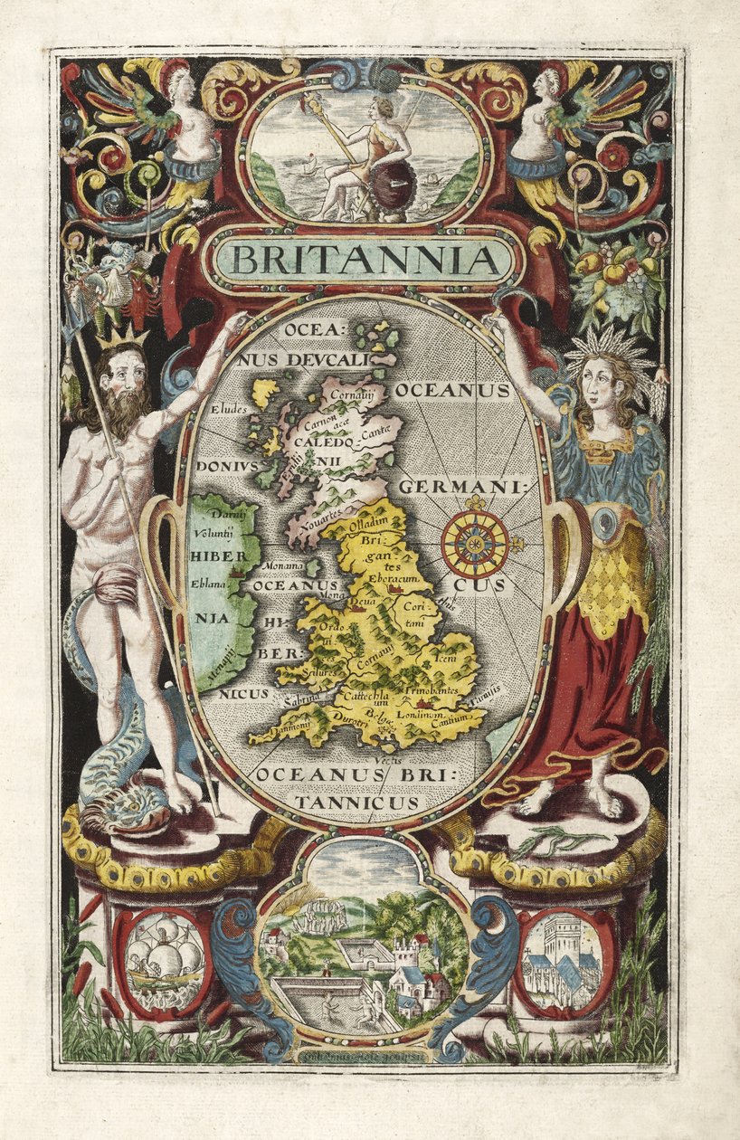 Frontispiece Britannia-ból, William Camden, kocsma. 1607 alkotó: William Hole