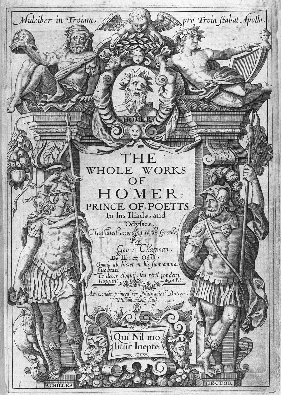 Címlap az 1614–1616-ban megjelent „Homérosz teljes műveihez” George Chapman fordításában alkotó: William Hole