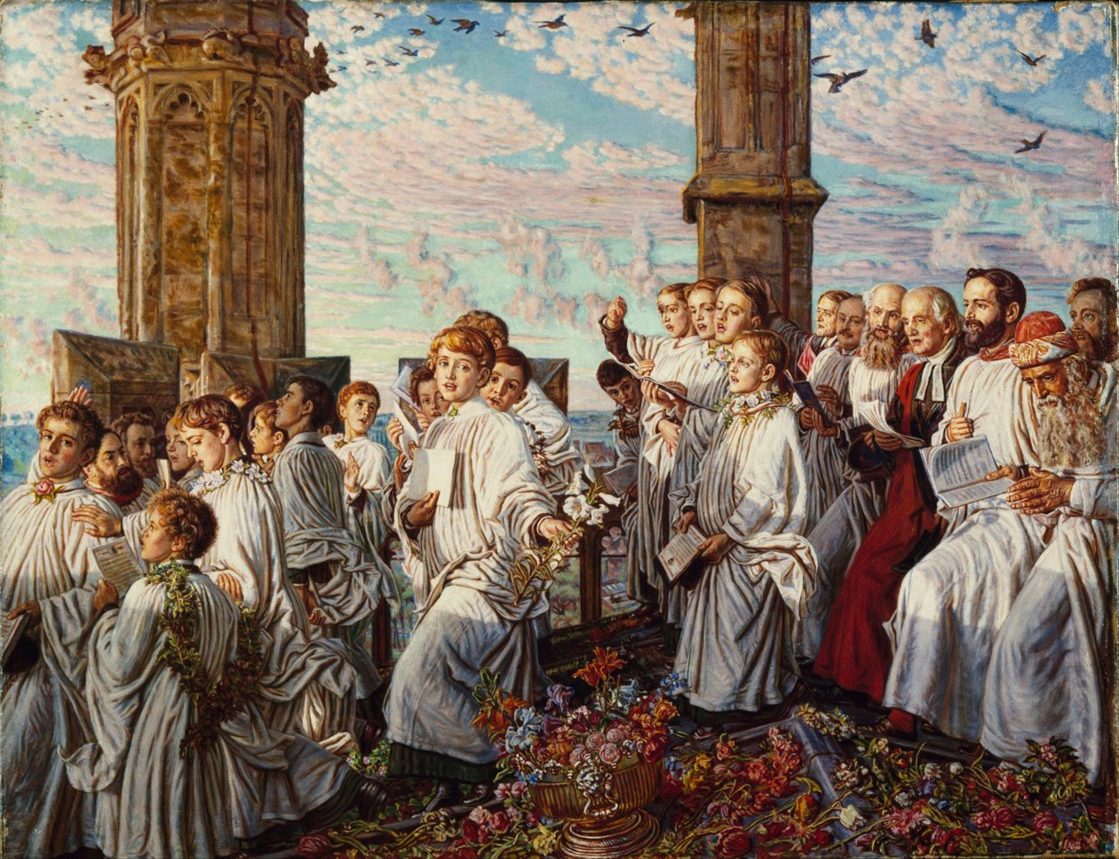 Május reggel a Magdalen College -ban, Oxford, Ősi éves ceremónia alkotó: William Holman Hunt