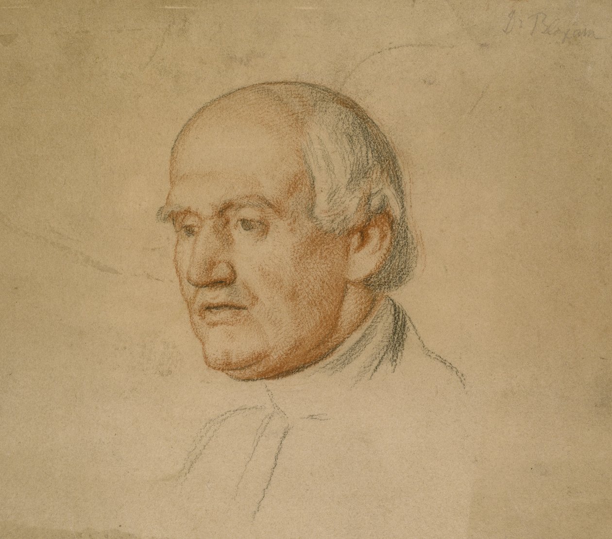Dr. Bloxham portréja (fekete-piros kréta barna kártyán) alkotó: William Holman Hunt