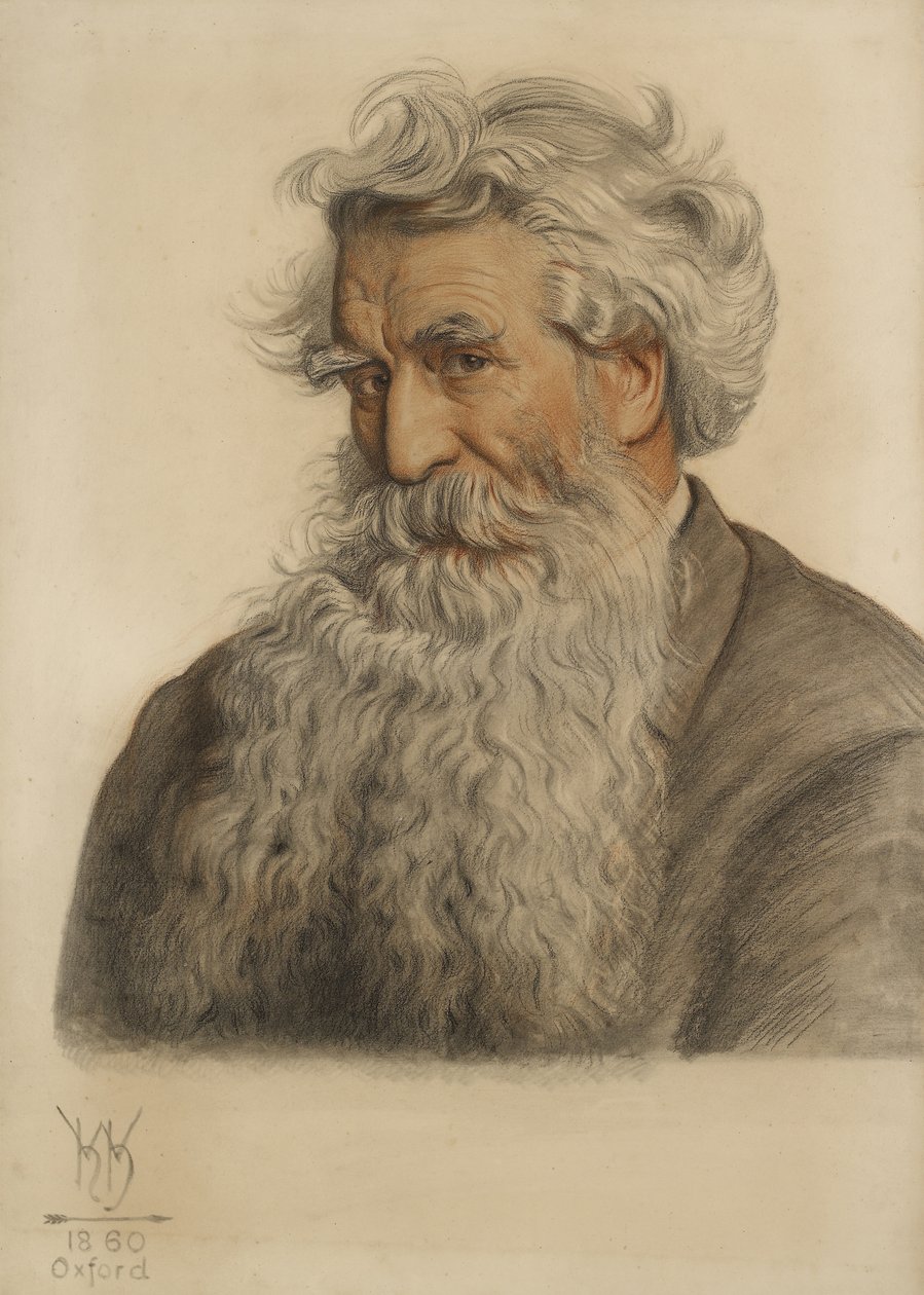 Thomas Combe, az egyetem nyomdászának (1796-1872) portréja (vörös és fekete kréta) alkotó: William Holman Hunt