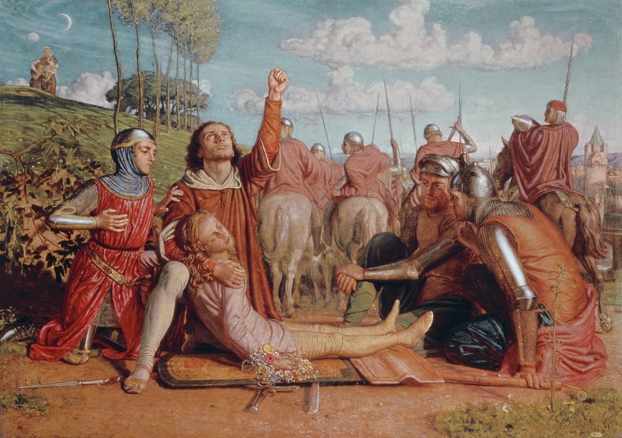Rienzi fogadalmat tesz, hogy igazságot szolgáltat a Colonna és Orsini frakciók közötti csetepatéban megölt fiatal testvére haláláért, 1849-49. alkotó: William Holman Hunt